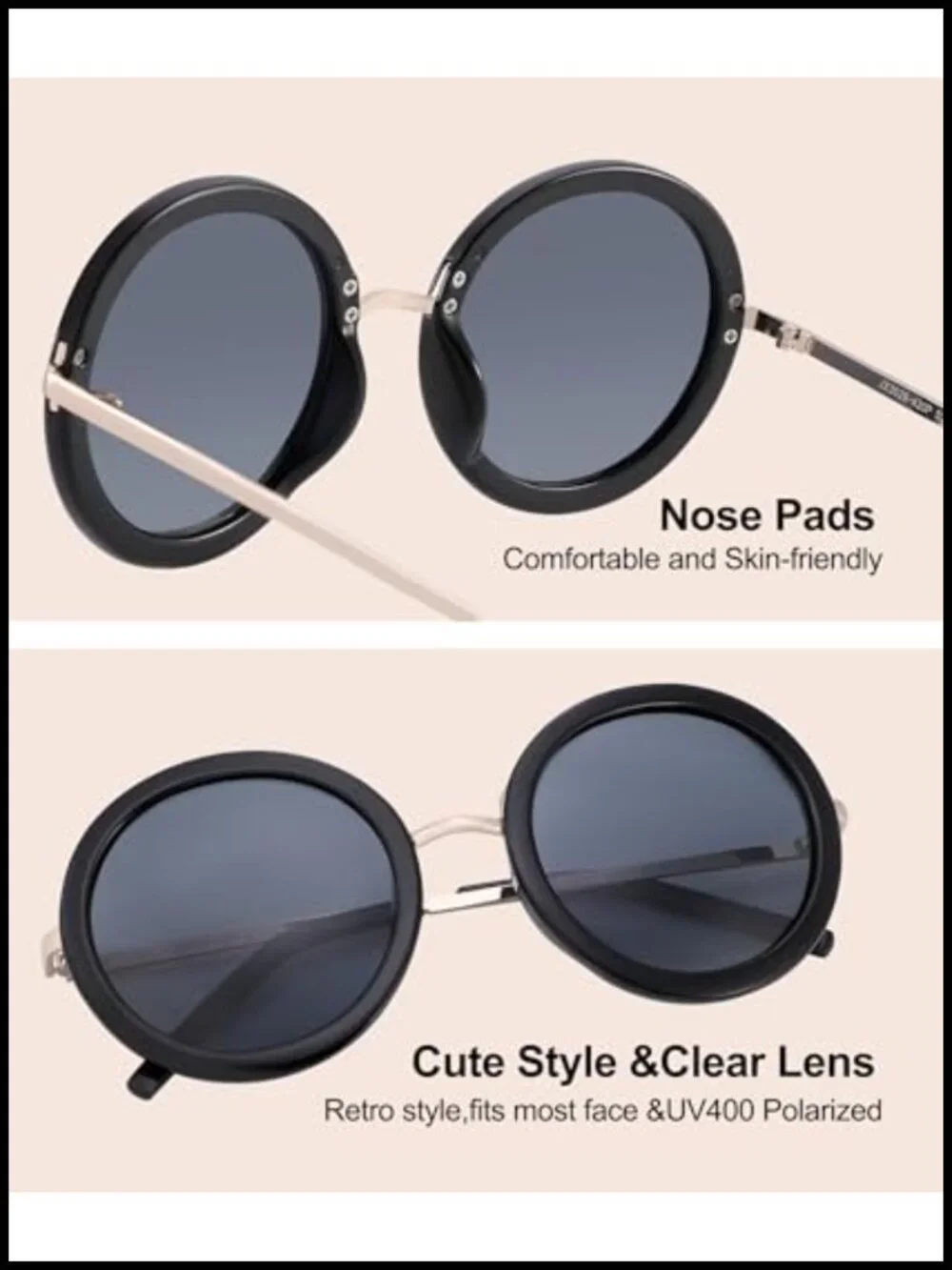 Vintage Oversized Round Sunglasses with UV Protection